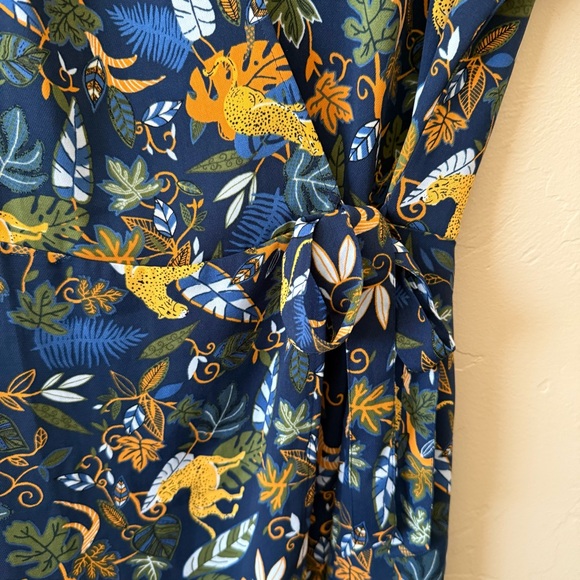 J. Crew Floral Midi Dress - Navy and Orange - Picture 5 of 6